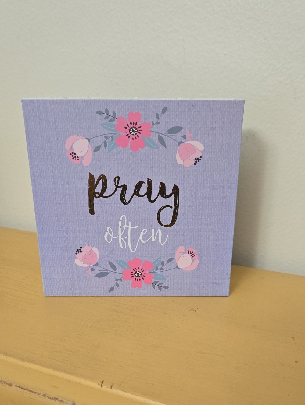 Pray Often Floral Wall Plaque - Lavender and Pink